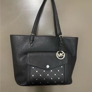 Michael Kors Black Tote with Silver Accents